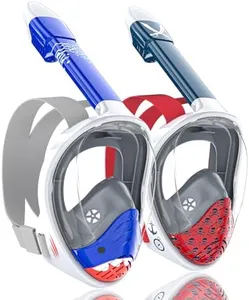 QingSong Kids Snorkel Mask Full Face, Snorkeling Set with Camera Mount, 180 Degree Panoramic View Snorkeling Gear Anti-Fog Anti-Leak