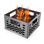 Folocy Stainless Steel Charcoal Firebox Grill Basket for Oklahoma Joe's Smoker, Charcoal Basket Smoker Grill Accessories for Most Offset Smoker Grill, Outdoor Cooking Rotisseries & BBQ, 10" x 10" x 6"