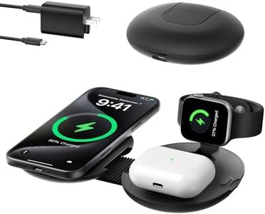 iOttie Velox Qi2.2 Wireless Charging Pad with Built-in FindMy, 4-in-1 Foldable 25W Fast Charger for MagSafe iPhone 17/16, Apple Watch, AirPods (Incl. 45W Wall Charger, 3 Travel Adapters, & Hard Case)