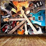 Music Tapestry Wall Hanging, Guitar Musical Instrument Rock Style Lover Premium Home Art Wall Decor, Upgrade Tapestries for Bedroom Living Room College Dorm 60X40 Inches