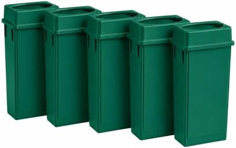 23 Gallon Slim Jim Rectangular Dark Green Trash Can with Lid | 5 PACK