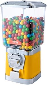 VEVOR Gumball Machine, 17"H Home Candy Vending Machine, PC Gumball Dispenser, Bubble Gum Machine for Game Stores, Coin Operated Gumball Bank for Toy Capsules Bouncy Balls Candy, Yellow