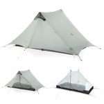 MIER Lanshan Ultralight Tent 3-Season Backpacking Tent for 1-Person or 2-Person Camping, Trekking, Kayaking, Climbing, Hiking, Grey, 2-Person