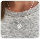 Shegirl Dog Cat Paw Necklace Lovely Animal Choker Necklace Silver Dainty Paw Print Pendant Necklace Minimalist Jewelry for Women, Metal