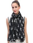 Lina & Lily Ballerinas Dancers Print Women's Large Scarf Lightweight (Black)(Size: 180 X 90 cm)