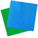 Make-Believe Baseplate for Building Bricks - Compatible with classic bricks only (Blue & Green)