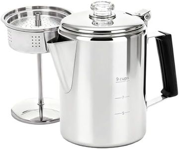 Cididu Camping Coffee Pot Stainless Steel, Coffee Pot Outdoors, Durable Stove Top Brew Coffee Maker on Fire, Ideal for Group Camping, Hiking, Backpacking, RV and Travel, 9 Cups