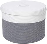 Cottonphant 20" x 20" x 15" Extra Large Storage Basket with Lid Cotton Rope Storage Baskets Laundry Hamper Toy Bin for Toys Towels Blankets Storage in Living Room Baby Nursery Large Basket Grey with Cover