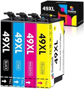 49XL Ink Cartridges Black & Colour Cartridges 4-Pack Compatible for Epson 49XL 49 XL Ink Cartridges for Epson Expression Home XP-2205 XP-4205 Printer (1Black, 1Cyan, 1Magenta, 1Yellow)