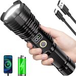 Flashlight Rechargeable, 990,000 High Lumens LED Flash Light, Super Bright Zoomable Lampe with LCD Digital Display, 5Mode Brightest Flashlights, Powerful Tactical Flashlight for Emergency Camping Gift