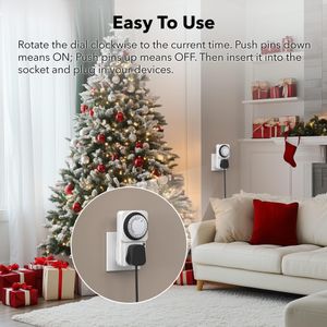 HBN 24-Hour Timer Plug Set – 2-Pack Mechanical Switch Sockets