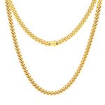 OUMI Miami Cuban Chain Necklace for Men/Women, 316L Stainless Steel 5/9MM Width 18'' 20'' 22'' 24'' Length Double Safety Clasp Hip Hop Jewely, Come Gift Box , 03: 5mm-18k gold plated