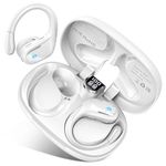 Wireless Earbuds, Bluetooth 5.3 Headphones Wireless with CVC8.0 Noise Cancelling Mic, IP7 Waterproof Wireless Earphones Running 3D Stereo, 75H Bluetooth Sport Ear buds Earhooks for iOS/Android, White