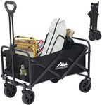 KOMSURF Foldable Utility Wagons Heavy Duty Folding Grocery Cart on Wheels, 200 lbs Capacity with Side Pockets for Garden, Shopping, Sporting and Beach Outdoor Use