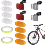 JYTDBCS Bicycle Reflector, 14 PCS Bike Reflectors Front and Back, Bicycle Wheel Spoke Reflectors Bracket with 8 m Reflector Band for Motorcycle Mountain Bike MTB Bicycle Children White Red Yellow