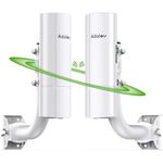 AdaLov CPE366 Gigabit Wireless Bridge with Mounts, 5.8G 3KM High-Speed Outdoor WiFi Bridge with 100/1000Mbps LAN Port, 16dBi High-Gain Antenna for Point to Point/Multipoint Wireless Ethernet, 2-Pack