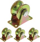 Skelang 4 Pcs 2" U-Type Groove Wheel Heavy Duty Rigid Caster with Bracket for Inverted Track, Rolling Gate, Industrial Machines, Wire Rope Rail, Loading Capacity 660 Lbs