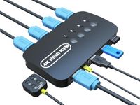 VOOCME 4K HDMI KVM Switch, 4 Port HDMI USB Switch for 4 Computer Share a 4K@30Hz Monitor and 3 USB Device Keyboard Mouse Printer, Including 4 KVM Cables(UB-4-PORTKVM) (BLACK)