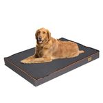 BingoPaw Memory Foam Dog Bed, Extra Large Grey Orthopaedic Dog Bed with Orange Trim Washable and Water Resistant 2XL (120x90cm)