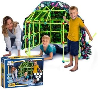 Big Minds - Den Building Kit Glow In The Dark | Fort Building Kits For Kids | Construction Toys Stem 130 Piece | Den Making Kit Infinite Shapes | Den Making Kit | 5 Year Old Girls Gifts |
