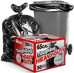 ToughBag 64-65 Gallon Industrial Trash Bags, 50 x 60” Large Black Garbage Bags (50 COUNT) – 60 Gallon Trash Bags, Outdoor Garbage Can Liner for Custodians, Landscapers, Contractors - Made In USA