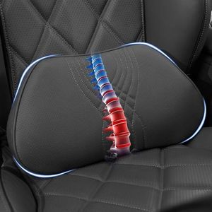 Dapucarin Coussin de Soutien Lombaire Ergonomique, Oreiller de Soutien du Dos Dossier Support Dorsal en Mousse à Mémoire pour Siège de Voiture Chaise de Bureau, Noir, 1 Pièce