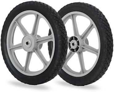 GICOOL 14 x 1.75'' Rubber Tire and Plastic Spoke Wheel, 2.5" Hub Length, 1/2" Axle Bore, for Lawn mower Trolley Dolly Wheel Replacement, 2 Pack