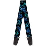 Buckle-Down GS-WDY164 Guitar Strap Electric Stitch Poses Black Neon Blue, 2" Wide - 29-54" Length