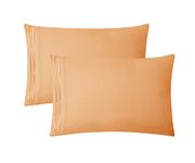 Clara Clark Queen Pillowcases Set of 2 - Ultra Soft Brushed Microfiber, Pillow Covers with Envelop Closure, Apricot Orange.