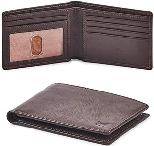 Wise Owl Accessories Men's Real Leather Bifold Wallet RFID Blocking Slim Minimalist Front Pocket - Thin & Stylish with Id Window (Nappa, Chocolate)