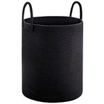 Cotton Rope Laundry Hamper by YOUDENOVA, 58L - Woven Collapsible Laundry Basket - Clothes Storage Basket for Blankets, Laundry Room Organizing, Bedroom Storage, Clothes Hamper – Black