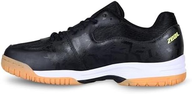 Nivia Zeal 3.0 Tennis Shoes for Men, Lightweight Court Shoes with Non-Marking Sole, Cushioned Insole & Breathable Mesh Uppers for Men (Black), Size UK08