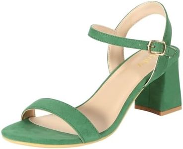 ZriEy Mid-height Chunky Block Heels for Women Heeled Sandals 2.8 Inch Open Toe Adjustable Ankle Strap Heels for Weddings Parties Daily Wear Shoes, Green, 8.5