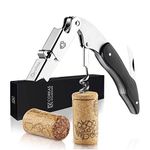 CORKAS Wine Opener - Professional All-in-One Waiter Corkscrew with Upgraded Double Hinged, Foil Cutter and Bottle Open, Great Birthday gifts for Waiters, Sommeliers and Bartenders - Ebony Wood