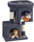 Feandrea Cat Tree, 26.4-Inch Cat Tower, S, Cat Condo for Kittens up to 7 lb, Large Cat Perch, 2 Cat Caves, Scratching Post, Smoky Gray UPCT611G01