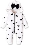 AMAWMW Newborn Neutral Clothes Unisex Baby Boy Girl Outfit Heart Hooded Jumpsuit Infant Winter Snowsuit Baby Boy Gift Essential