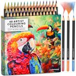 Creativepeak Professional Colouring Pencils, 48 Vibrant Colours & Swatch Card w/ 6 Metallic Colours, Professional Art Supplies, Perfect for Painting & Calligraphy