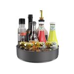 WUIVIUT Rotating Stainless steels Storage Disc Countertop Display Rack Lazy Susan Spice Rack Organizer Plastic for Refrigerator Storage Cabinet(Black)