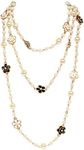 Fashion Jewelry Designer Flower and Bow Charms Faux Pearl Statement Long Sweater Necklace for Women, Zinc, Created Pearl