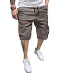 YAOHUOLE Men's Cargo Shorts with Pockets Classic-Fit Golf Shorts Gray M