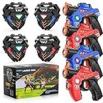 Laser Tag Gun Set for Kids, TERRAMUS 4 Pack Infrared Mini Laser Tag Guns & 4 Vests - Indoor Outdoor Family Laser Guns Blaster Game & 4 Player Group Activity Toy Gift for Boys Girls Age 8 9 10 11 12+