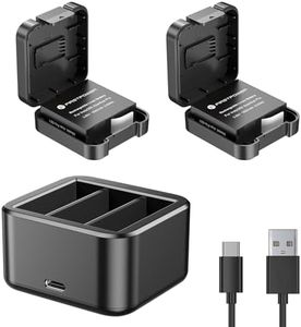 FirstPower Replacement Insta360 Ace Pro Battery 2-Pack 1800mAh with Triple Slot Battery Charger Compatible with Insta360 Ace/Ace Pro Action Camera, Black
