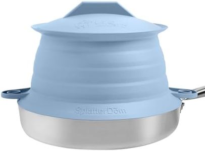 L.I.Q Silicone Splatter Guard – Fits 8 and 10 Inch Pots (20 and 25 Centimeters) – Microwave Safe and Durable SplatterDom - Includes 8” Lid - Food and Oil Splash Guard (Blue Steel, Small)