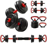 4-IN-1 Adjustable Dumbbell Set, Work As Dumbbell/Barbell/Kettlebell/Push up Stand, Home Gym Weights Strength Training, 20 LB Set