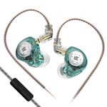 keephifi KZ EDX Pro in Ear Monitors KZ IEM Earphones with Microphone, Dual DD HiFi Stereo Sound Wired Earphones Noise Cancelling Earbuds (Cyan, with Mic)