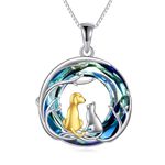 Vadmans Cat Dog Necklace Sterling Silver Crystal Pendant Animals Jewelry for Women Birthday Gifts