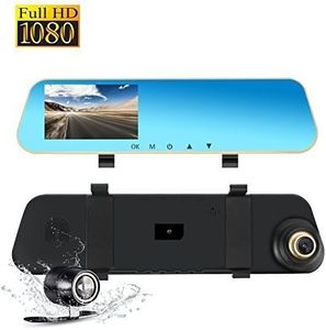 Dash Cam Dual Lens Front and Rear Cam, Rear View Mirror Car Backup Camera, 1080P FHD Front and Back Video Recorder Car DVR with G-Sensor, Motion Detection and Parking Mode