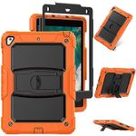 HXCASEAC Case for iPad 6th/5th Generation, Air 2 / Pro 9.7 inch Case with Screen Protector, Built- in Stand, [3-Layer] Shockproof Cover for iPad 9.7 inch 2018/2017/2016/2014, Orange