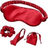 Natural Silk Sleep Mask, Blindfold, Super Smooth Eye Mask,100% Pure Silk, Block Out Light,Soft and Breathable for Nap/Yoga/Traveling (Ice Silk Red)