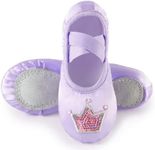 TRIPLE DEER Ballet Shoes for Girls, Satin Dance Practice Slippers Split Soft Leather Flat Sole Yoga Gymnastics Shoes (Toddler/Little/Big Kid) Purple